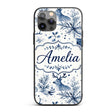 Winter Woodland Deer Snowflake Blue Seamless Custom Name Protective Phone Case Mobile Cover Durable Everyday Smartphone Shock Resistant