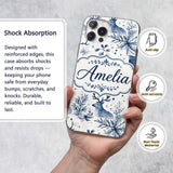 Winter Woodland Deer Snowflake Blue Seamless Custom Name Protective Phone Case Mobile Cover Durable Everyday Smartphone Shock Resistant