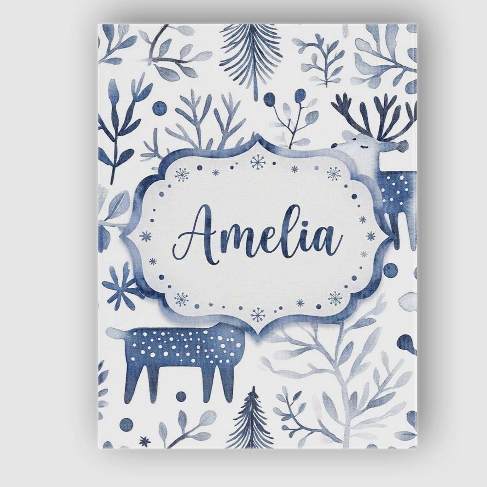 Personalised Name Minimal Nordic Deer Custom Modern Room Accent Creative Decorator Style Canvas Wall Art Print Decor Picture Ready to Hang