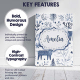 Personalised Name Minimal Nordic Deer Custom Modern Room Accent Creative Decorator Style Canvas Wall Art Print Decor Picture Ready to Hang