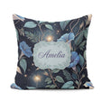 Custom Name Blue Floral Night Sky Botanical Stars Pattern Lovely Square Filled Cushion Throw Pillow Sofa Bed Home Decor Zip Washable UK Made