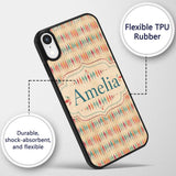 Colorful Geometric Diamond Ikat Style Seamless Custom Name Protective Phone Case Mobile Cover Durable Everyday Smartphone Shock Resistant