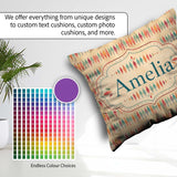 Custom Name Colorful Geometric Diamond Ikat Style Seamless Name Square Filled Cushion Throw Pillow Sofa Bed Home Decor Zip Washable UK Made