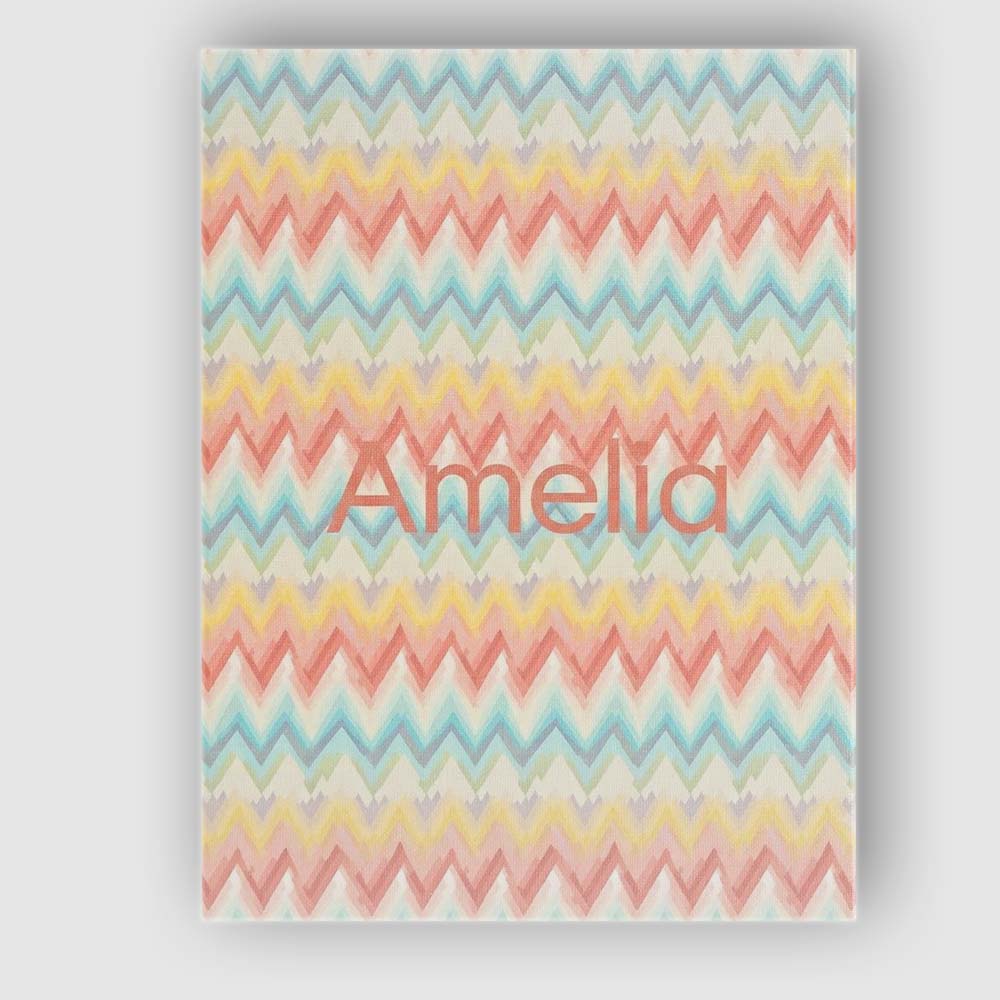 Personalised Name Pastel Chevron Zigzag Custom  Modern Room Accent Elegant Feature Canvas Wall Art Print Decor Picture Ready to Hang
