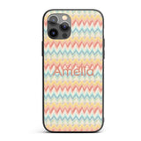 Pastel Chevron Zigzag Watercolor Seamless Pattern Custom Name Protective Phone Case Mobile Cover Durable Everyday Smartphone Shock Resistant