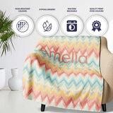 Pastel Chevron Zigzag Watercolor Seamless Pattern Name Cute Unique  Personalised Custom Name Super Soft Fleece Blanket Bed Sofa Throw