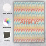 Personalised Name Pastel Chevron Zigzag Custom  Modern Room Accent Elegant Feature Canvas Wall Art Print Decor Picture Ready to Hang