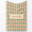 Tribal Ikat Diamond Red Green Beige Seamless Pattern Name Cute  Personalised Custom Name Super Soft Fleece Blanket Bed Sofa Throw