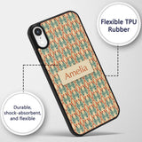 Tribal Ikat Diamond Red Green Beige Seamless Custom Name Protective Phone Case Mobile Cover Durable Everyday Smartphone Shock Resistant