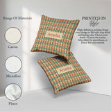 Custom Name Tribal Ikat Diamond Red Green Beige Seamless Pattern Square Filled Cushion Throw Pillow Sofa Bed Home Decor Zip Washable UK Made