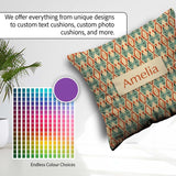 Custom Name Tribal Ikat Diamond Red Green Beige Seamless Pattern Square Filled Cushion Throw Pillow Sofa Bed Home Decor Zip Washable UK Made