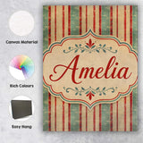 Personalised Name Rustic Distressed Stripe Custom  Unique Gift Idea Elegant Feature Canvas Wall Art Print Decor Picture Ready to Hang