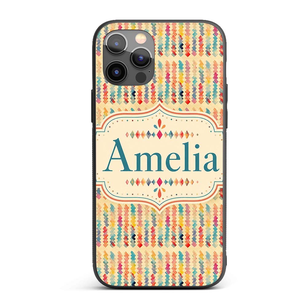 Abstract Colorful Brushstroke Zigzag Seamless Custom Name Protective Phone Case Mobile Cover Durable Everyday Smartphone Shock Resistant