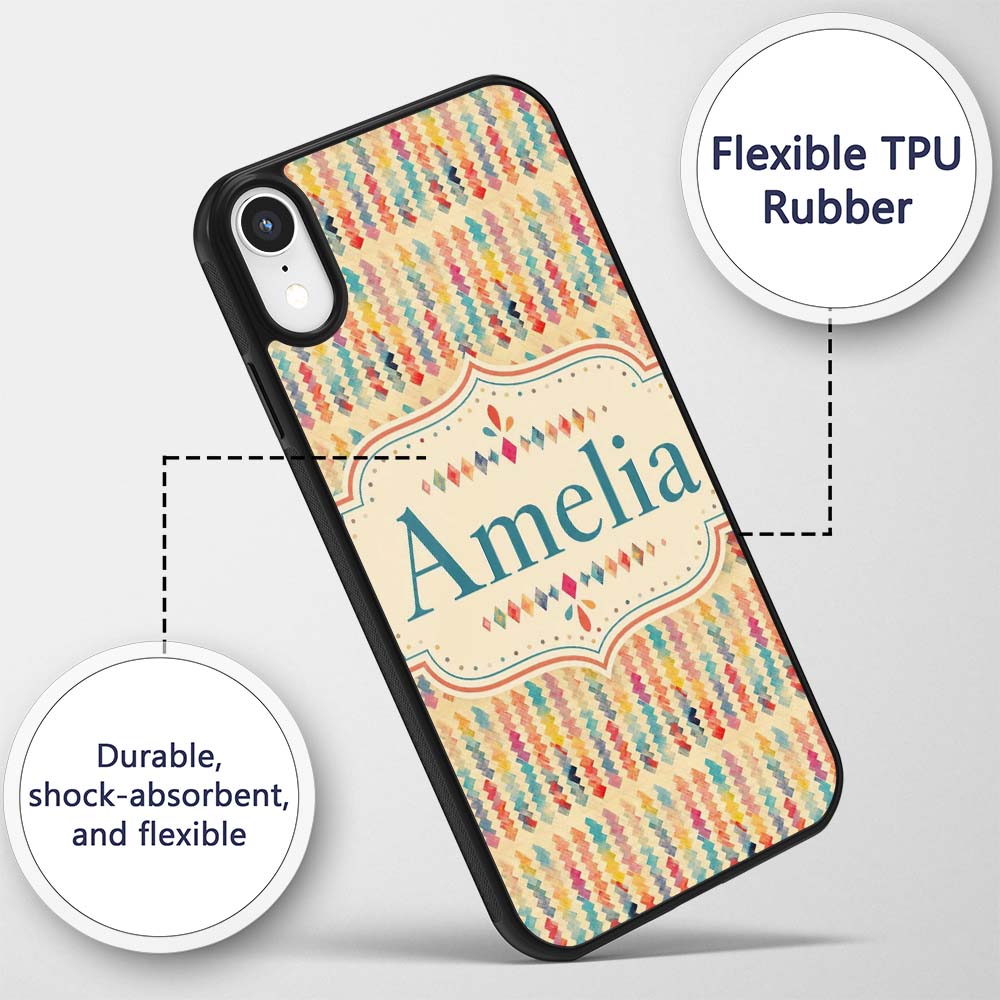 Abstract Colorful Brushstroke Zigzag Seamless Custom Name Protective Phone Case Mobile Cover Durable Everyday Smartphone Shock Resistant