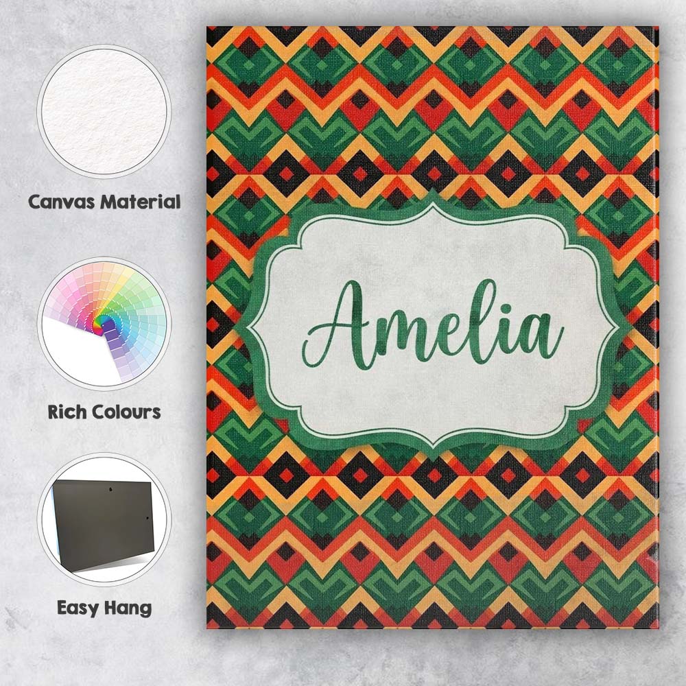 Personalised Name Bold Geometric Tribal Custom  Modern Room Accent Elegant Feature Canvas Wall Art Print Decor Picture Ready to Hang