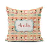 Custom Name Rustic Aztec Stripe Distressed Seamless Pattern Name Square Filled Cushion Throw Pillow Sofa Bed Home Decor Zip Washable UK Made