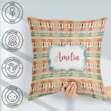 Custom Name Rustic Aztec Stripe Distressed Seamless Pattern Name Square Filled Cushion Throw Pillow Sofa Bed Home Decor Zip Washable UK Made