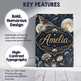 Personalised Name Celestial Moth Full Moon Floral Night Seamless Custom  Interior Canvas Wall Art Print Decor Picture Ready to Hang