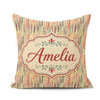 Custom Name Colorful Abstract Vertical Brushstroke Seamless Name Square Filled Cushion Throw Pillow Sofa Bed Home Decor Zip Washable UK Made