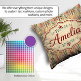 Custom Name Colorful Abstract Vertical Brushstroke Seamless Name Square Filled Cushion Throw Pillow Sofa Bed Home Decor Zip Washable UK Made
