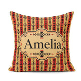 Custom Name Tribal Black Geometric Stripe Ethnic Seamless Custom Square Filled Cushion Throw Pillow Sofa Bed Home Decor Zip Washable UK Made