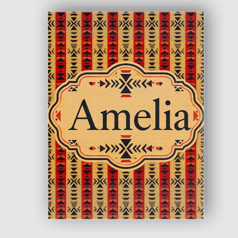 Personalised Name Tribal Red Black Geometric Custom Bespoke  Contemporary Display Canvas Wall Art Print Decor Picture Ready to Hang