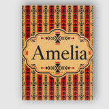 Personalised Name Tribal Red Black Geometric Custom Bespoke  Contemporary Display Canvas Wall Art Print Decor Picture Ready to Hang