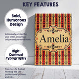 Personalised Name Tribal Red Black Geometric Custom Bespoke  Contemporary Display Canvas Wall Art Print Decor Picture Ready to Hang