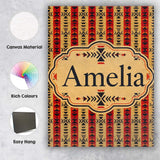 Personalised Name Tribal Red Black Geometric Custom Bespoke  Contemporary Display Canvas Wall Art Print Decor Picture Ready to Hang
