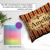 Custom Name Tribal Black Geometric Stripe Ethnic Seamless Custom Square Filled Cushion Throw Pillow Sofa Bed Home Decor Zip Washable UK Made