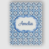 Personalised Name Blue Floral Abstract Custom  Modern Room Accent Elegant Feature Canvas Wall Art Print Decor Picture Ready to Hang