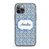Blue Floral Abstract Botanical Seamless Pattern Custom Name Protective Phone Case Mobile Cover Durable Everyday Smartphone Shock Resistant