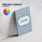 Personalised Name Blue Floral Abstract Custom  Modern Room Accent Elegant Feature Canvas Wall Art Print Decor Picture Ready to Hang