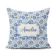 Custom Name Blue Folk Art Floral Paisley Seamless Pattern Cute Square Filled Cushion Throw Pillow Sofa Bed Home Decor Zip Washable UK Made