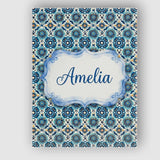Personalised Name Blue Floral Geometric Custom  Modern Room Accent Elegant Feature Canvas Wall Art Print Decor Picture Ready to Hang