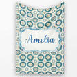 Teal Daisy Floral Repeat Seamless Pattern Name Cute Unique Gift  Personalised Custom Name Super Soft Fleece Blanket Bed Sofa Throw