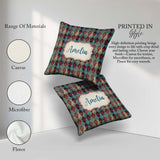 Custom Name Teal Burgundy Abstract Geometric Seamless Name Cute Square Filled Cushion Throw Pillow Sofa Bed Home Decor Zip Washable UK Made