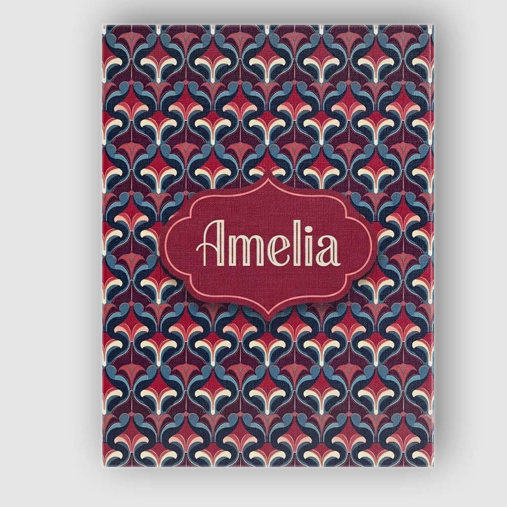 Personalised Name Red Blue Deco Geometric Custom Modern Room Accent Contemporary Display Canvas Wall Art Print Decor Picture Ready to Hang