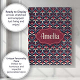 Personalised Name Red Blue Deco Geometric Custom Modern Room Accent Contemporary Display Canvas Wall Art Print Decor Picture Ready to Hang