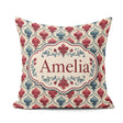 Custom Name Red Blue Watercolor Leaf Tile Seamless Pattern Name Square Filled Cushion Throw Pillow Sofa Bed Home Decor Zip Washable UK Made
