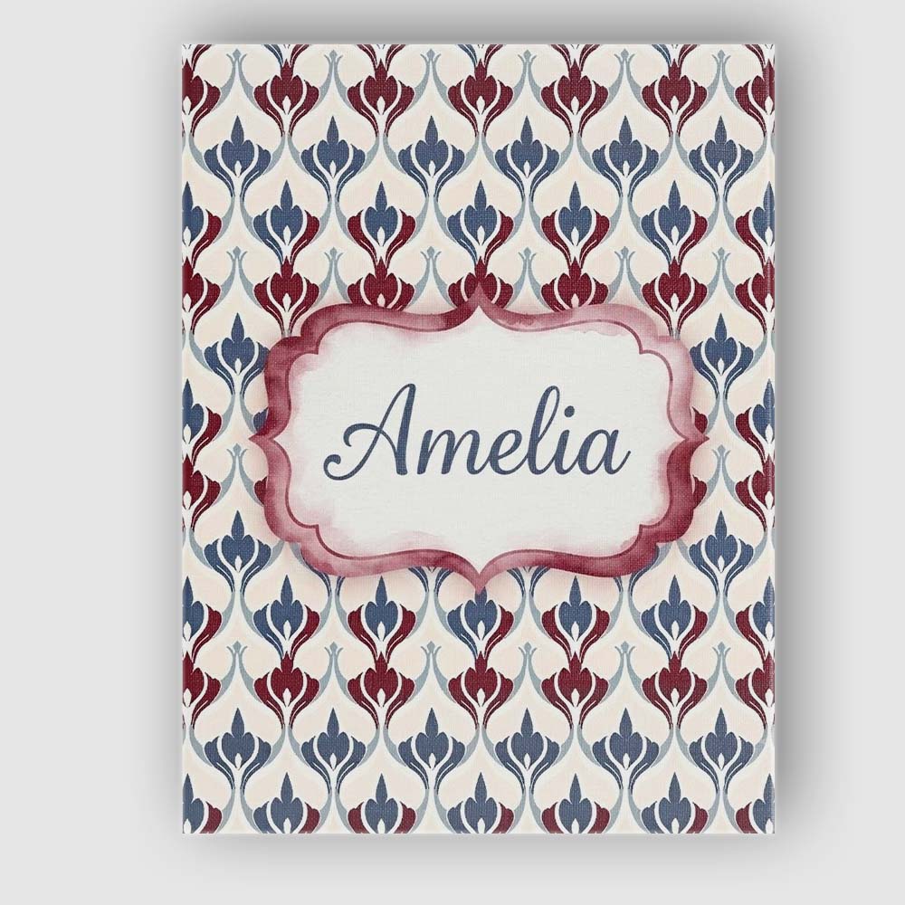 Personalised Name Minimal Red Blue Folk Custom  Modern Room Accent Elegant Feature Canvas Wall Art Print Decor Picture Ready to Hang