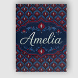 Personalised Name Dark Red Blue Ornate Custom  Modern Room Accent Elegant Feature Canvas Wall Art Print Decor Picture Ready to Hang