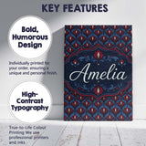 Personalised Name Dark Red Blue Ornate Custom  Modern Room Accent Elegant Feature Canvas Wall Art Print Decor Picture Ready to Hang