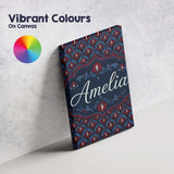Personalised Name Dark Red Blue Ornate Custom  Modern Room Accent Elegant Feature Canvas Wall Art Print Decor Picture Ready to Hang
