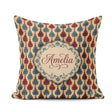 Custom Name Classic Red Blue Leaf Tile Repeat Seamless Name Cute Square Filled Cushion Throw Pillow Sofa Bed Home Decor Zip Washable UK Made