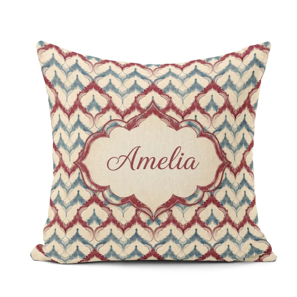 Custom Name Soft Watercolor Abstract Trellis Seamless Name Cute Square Filled Cushion Throw Pillow Sofa Bed Home Decor Zip Washable UK Made