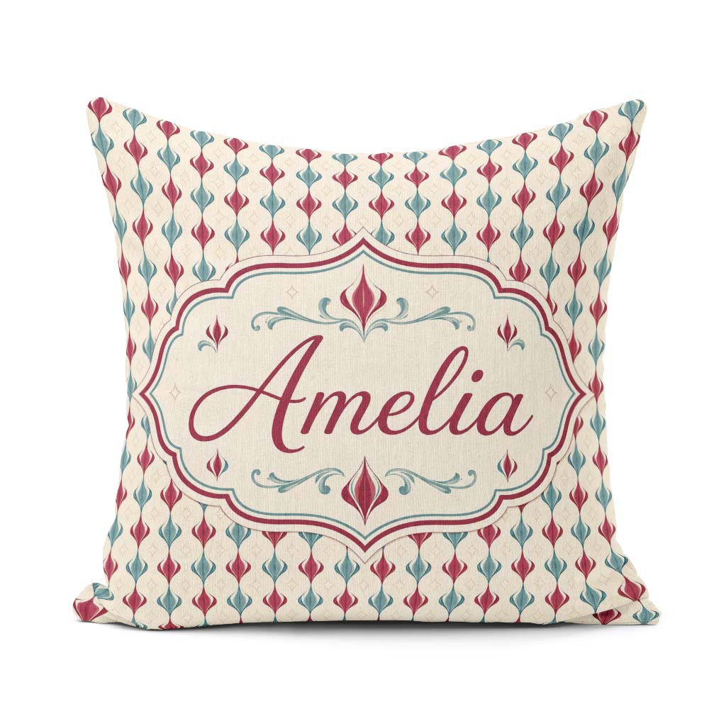 Custom Name Minimal Red Blue Curved Stripe Seamless Pattern Name Square Filled Cushion Throw Pillow Sofa Bed Home Decor Zip Washable UK Made