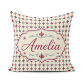 Custom Name Minimal Red Blue Curved Stripe Seamless Pattern Name Square Filled Cushion Throw Pillow Sofa Bed Home Decor Zip Washable UK Made