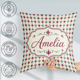 Custom Name Minimal Red Blue Curved Stripe Seamless Pattern Name Square Filled Cushion Throw Pillow Sofa Bed Home Decor Zip Washable UK Made