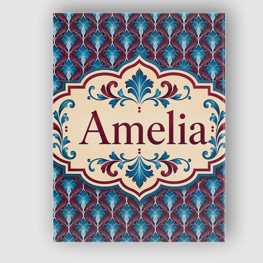 Personalised Name Elegant Red Blue Diamond Custom  Bespoke Contemporary Statement Canvas Wall Art Print Decor Picture Ready to Hang